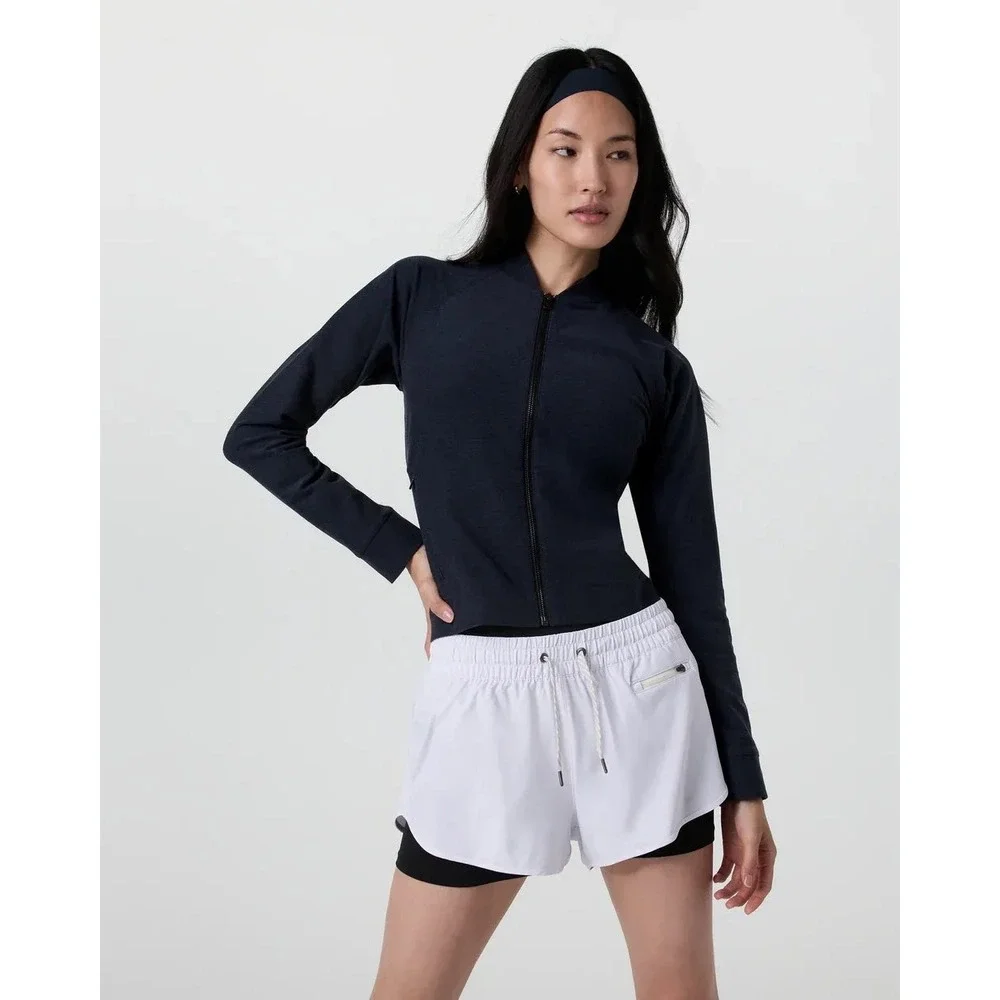 Vuori Womens Performance Full Zip Elevation Track Jacket Blue Heather VW5015 XS
